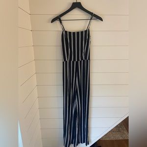 Von Maur Navy & White Striped Jumpsuit - Women’s Small